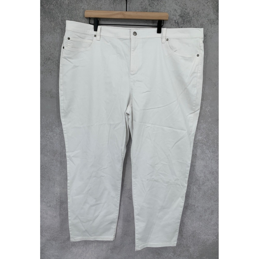 Eileen Fisher Jeans Womens 3X White Straight Cropped Pants Organic Cotton NEW